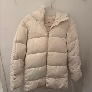 Mango White Puffer Coat with Hood